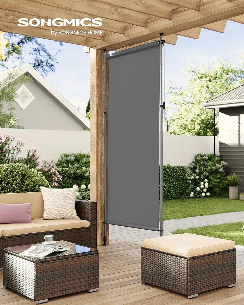 SONGMICS Senkrechtmarkise, höhenverstellbar, 120 x (220-300) cm 120W cm, 120W cm