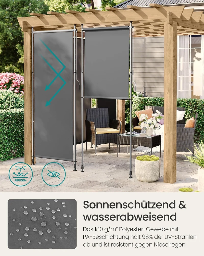SONGMICS Senkrechtmarkise, höhenverstellbar, 120 x (220-300) cm 120W cm, 120W cm