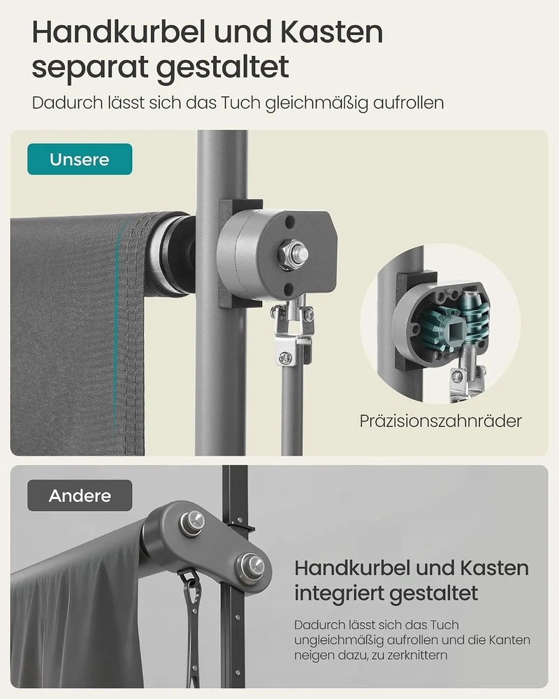 SONGMICS Senkrechtmarkise, höhenverstellbar, 120 x (220-300) cm 120W cm, 120W cm