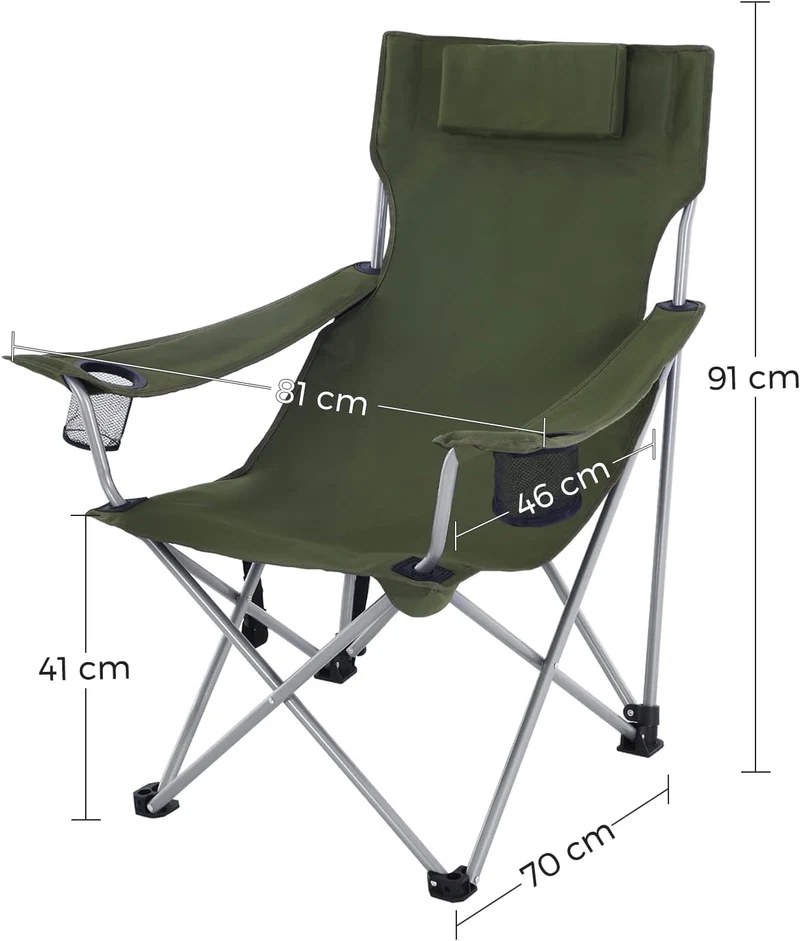 SONGMICS Campingstuhl, Klappstuhl, bis 150 kg belastbar 1 Grün, 1 Grün