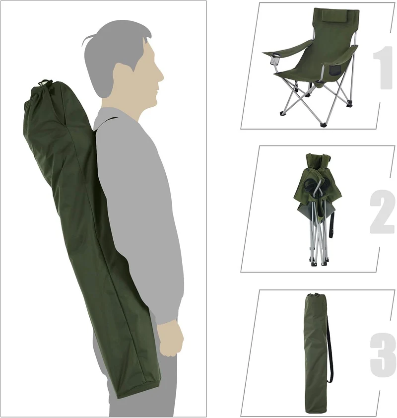 SONGMICS Campingstuhl, Klappstuhl, bis 150 kg belastbar 1 Grün, 1 Grün