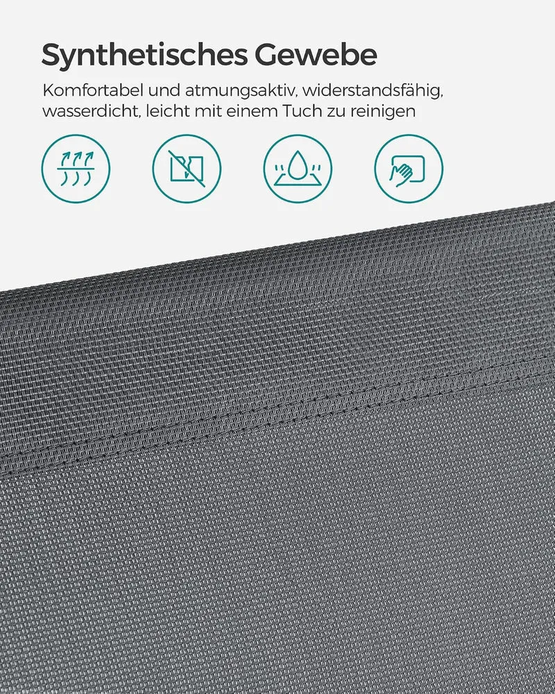SONGMICS Sonnenliege, klappbarer Liegestuhl, 193 x 53 x 29 cm, trägt bis zu 150 kg, Sonnenschutz, Ko