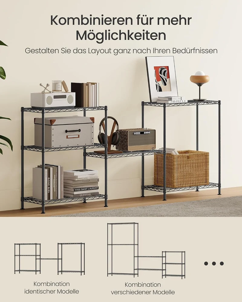 SONGMICS Regal, Metallregal, höhenverstellbare Ablagen, Aufbewahrungsregal, Standregal für Garage Sc