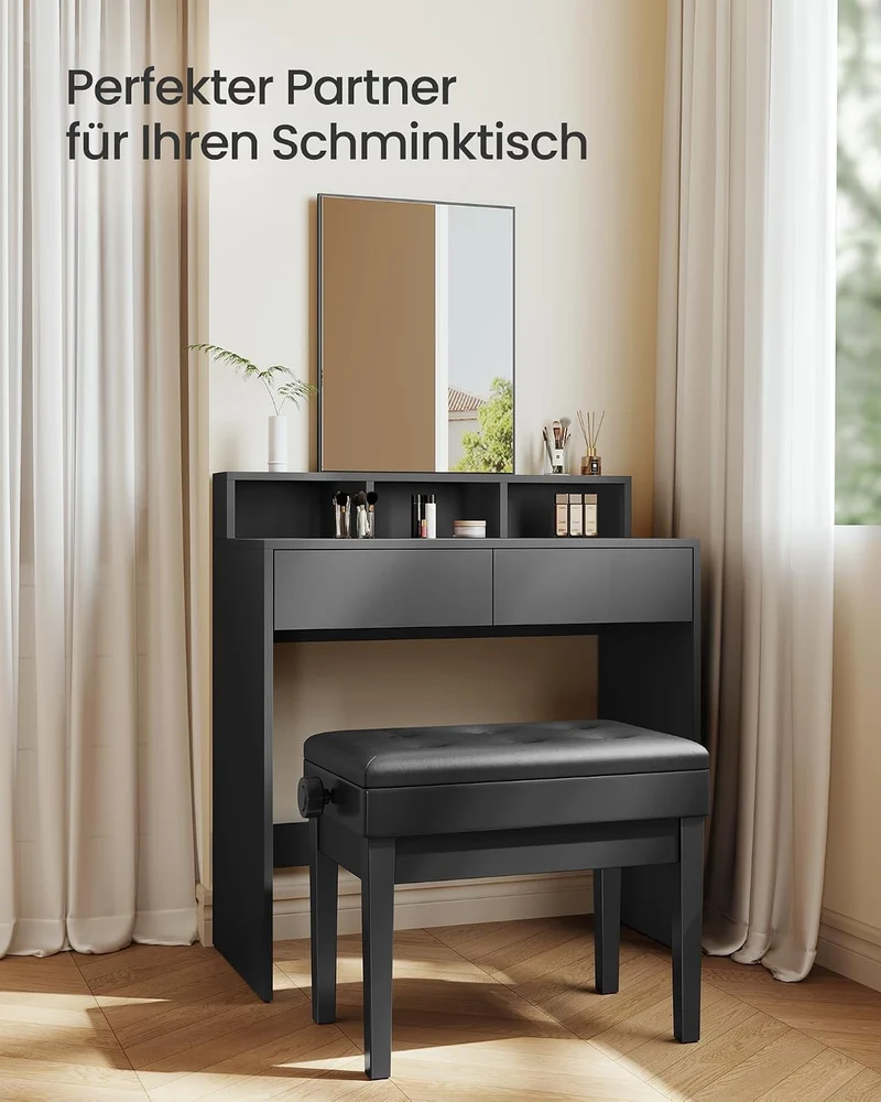 SONGMICS Klavierhocker höhenverstellbar, mit verstecktem Stauraum, Höhenverstellbar