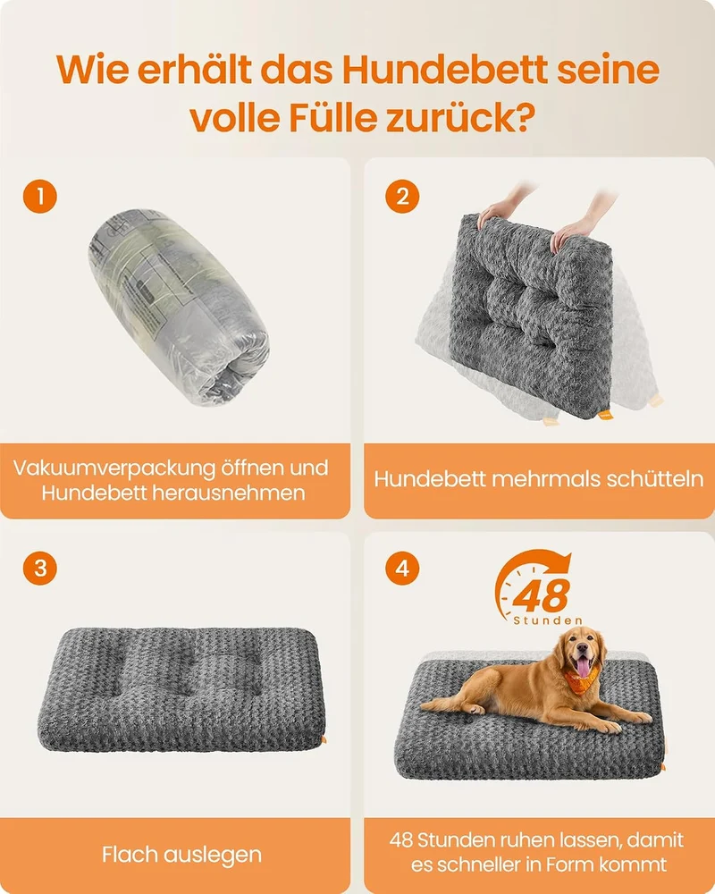 Feandrea Hundebett, 122 x 74 cm, weiche Polsterung, waschbar, rutschfest L 122 x B 74 x H 10 cm schi