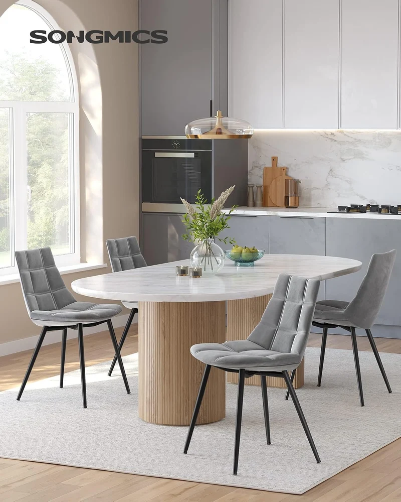 SONGMICS Esszimmerstühle 2er Set, Moderne Küchenstühle, Polsterstühle mit Metallbeinen, Samtoberfläc