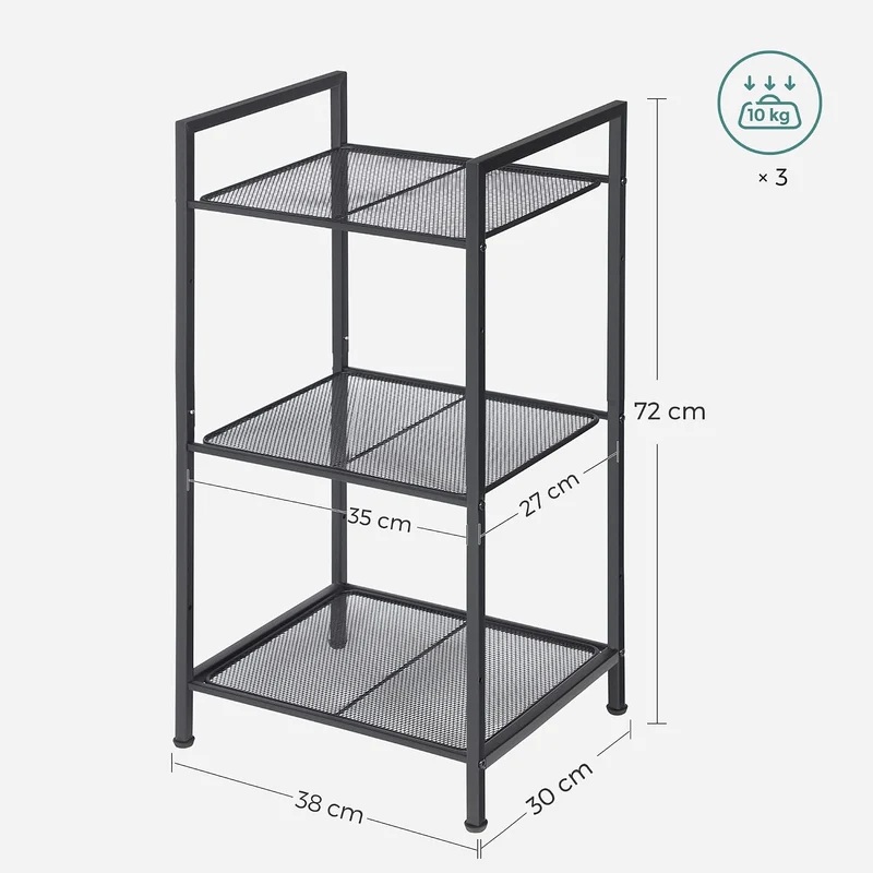 SONGMICS Badezimmerregal aus Metall, Küchenregal, 3 Ebenen, Badregal, Standregal, Pflanzenregal, erw