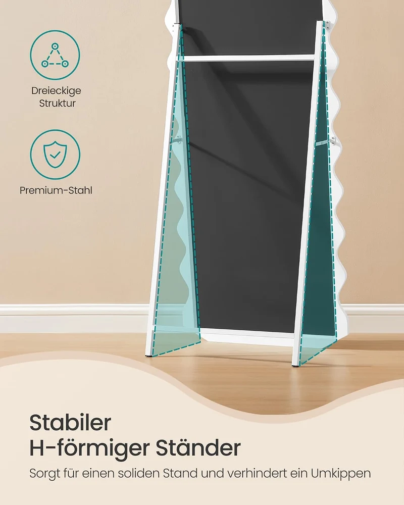 SONGMICS Ganzkörperspiegel, 160 x 50 cm, wellenförmiges Design wellig, wellig