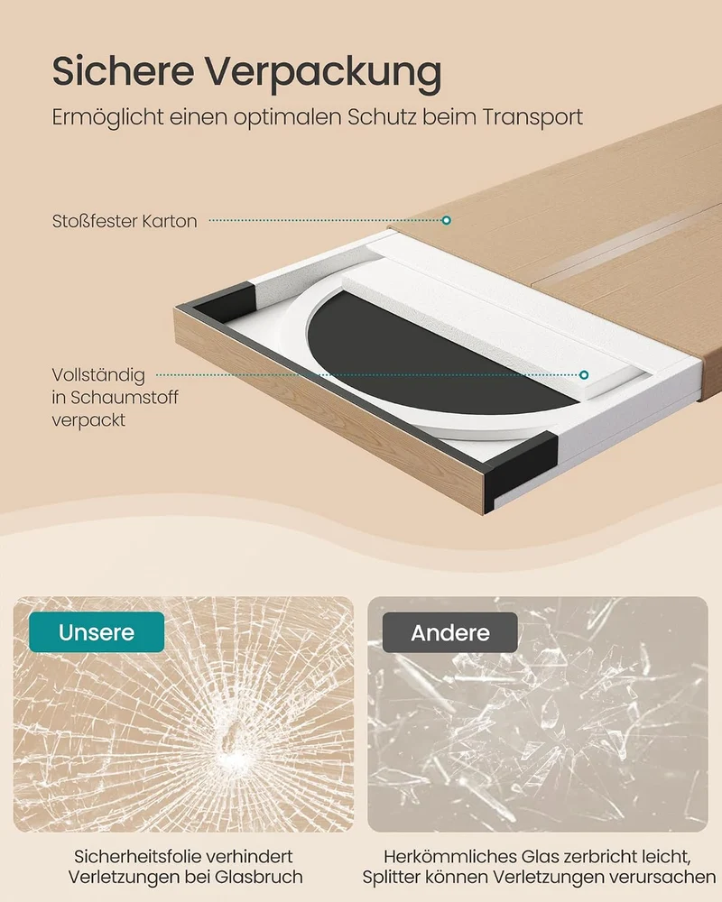 SONGMICS Ganzkörperspiegel, 160 x 50 cm, wellenförmiges Design wellig, wellig
