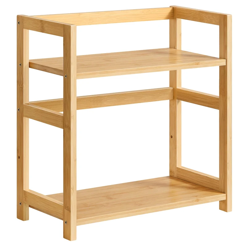 SONGMICS Gewürzregal mit 2 Ebenen, Küchenregal, Bambusgestell Naturbeige, Naturbeige
