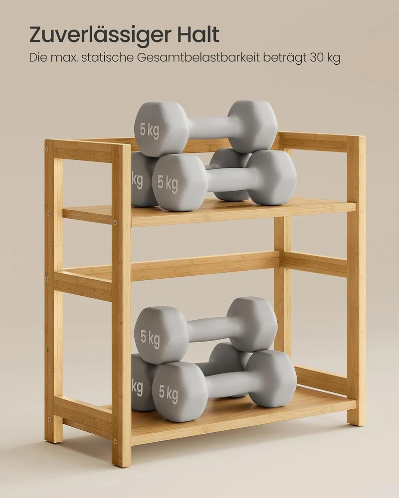 SONGMICS Gewürzregal mit 2 Ebenen, Küchenregal, Bambusgestell Naturbeige, Naturbeige