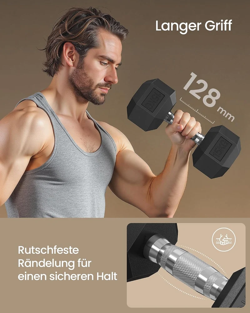 SONGMICS Kurzhanteln 10 kg, 12,5 kg, 15 kg, 20 kg,Hexagon Hanteln aus Gusseisen 5.0 Kilogramm 2, 5.0