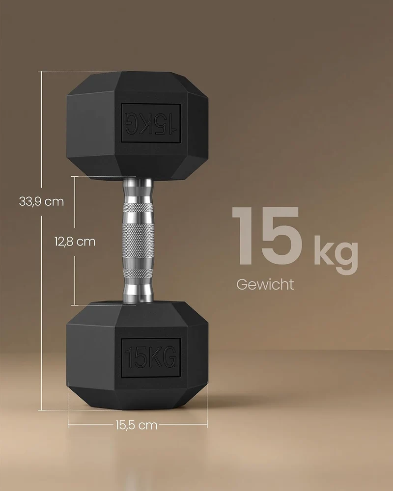 SONGMICS Kurzhanteln 10 kg, 12,5 kg, 15 kg, 20 kg,Hexagon Hanteln aus Gusseisen 5.0 Kilogramm 2, 5.0