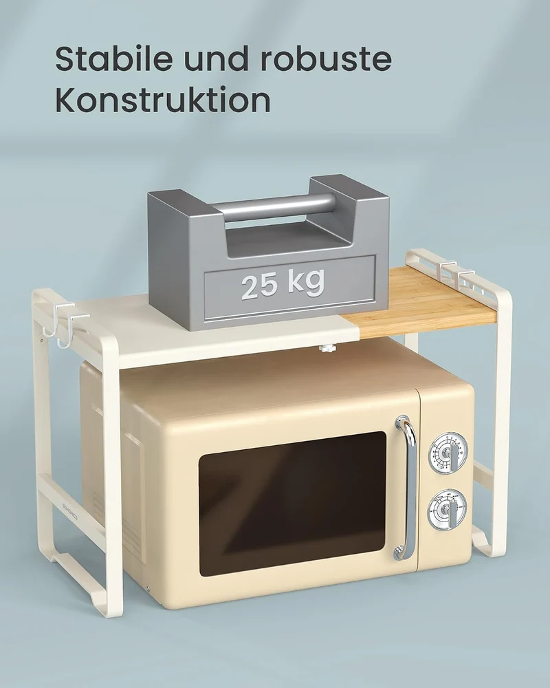 SONGMICS Erweiterbares Mikrowellen Regal, Mikrowellenständer, 41,5-64 cm verstellbare Breite, Küchen