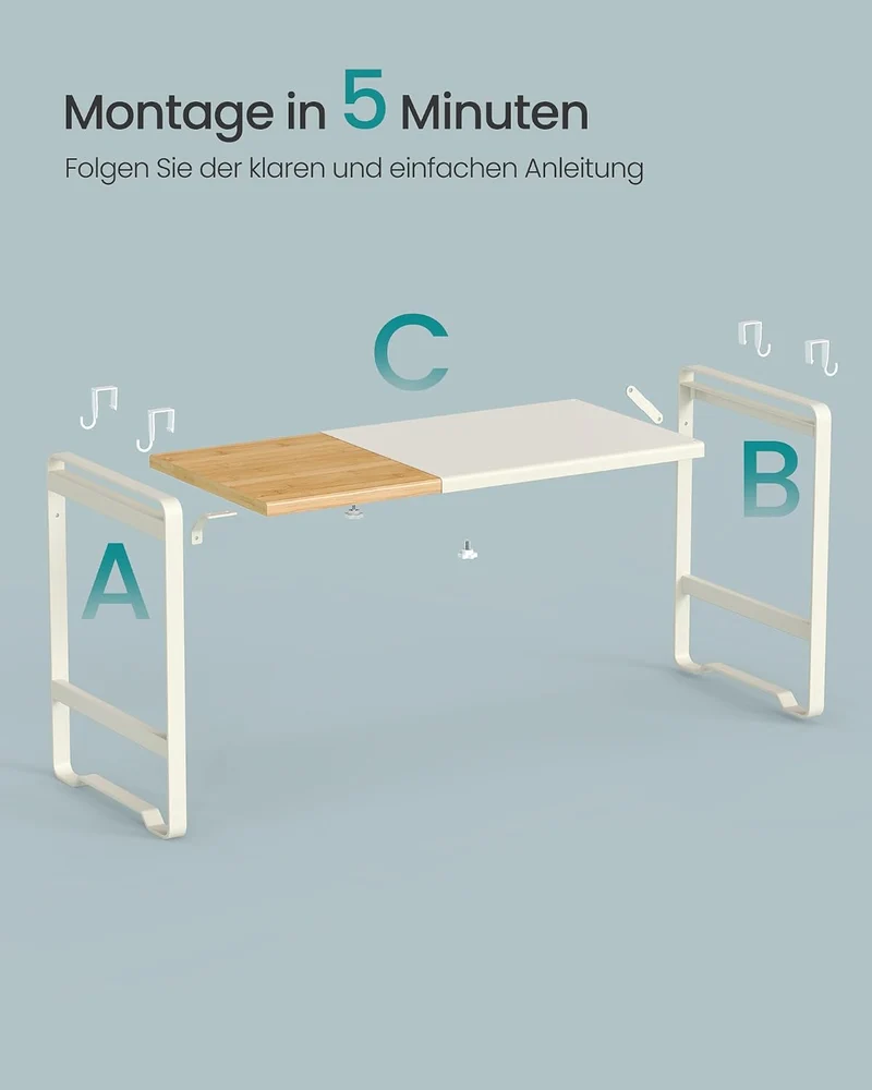 SONGMICS Erweiterbares Mikrowellen Regal, Mikrowellenständer, 41,5-64 cm verstellbare Breite, Küchen