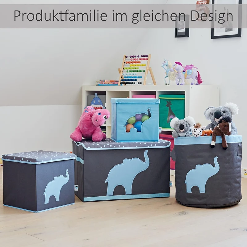 LOVE IT STORE IT Aufbewahrungsbox mit Deckel - Grosse Spielzeugkiste aus Stoff - Verstärkt mit Holz