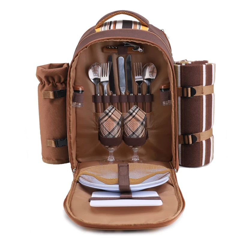 apollo walker Picknickrucksack für 2 Personen Picknick Rucksack Hamper Kühltasche mit Geschirr Set &