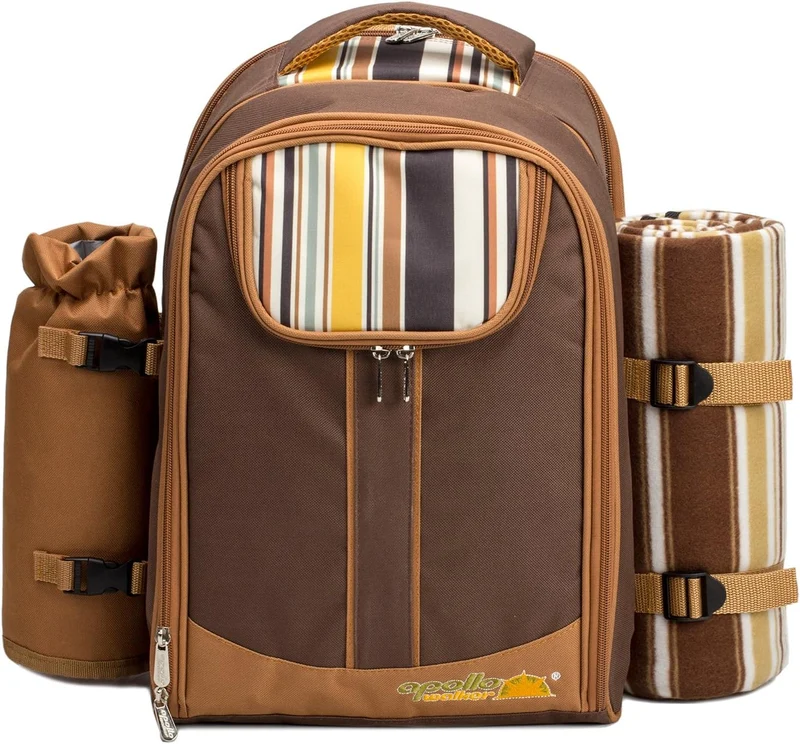 apollo walker Picknickrucksack für 2 Personen Picknick Rucksack Hamper Kühltasche mit Geschirr Set &