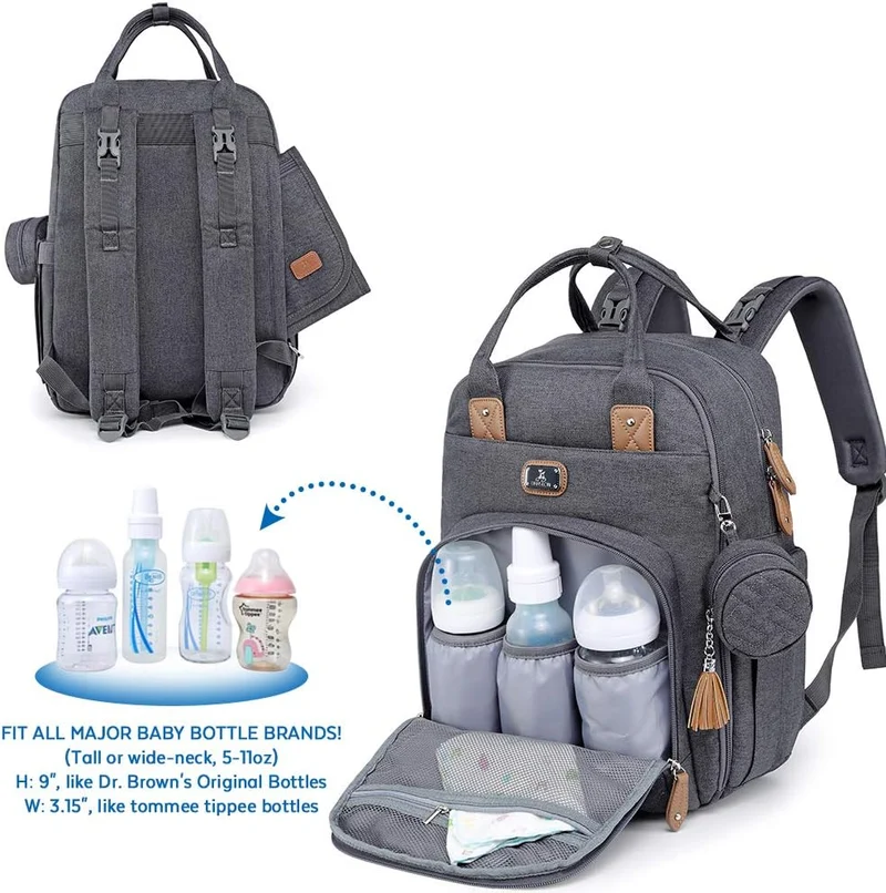 Wickeltasche Rucksack - Dikaslon Grosser Wickelrucksack mit Multifunktions-Babytaschen und mobiler W