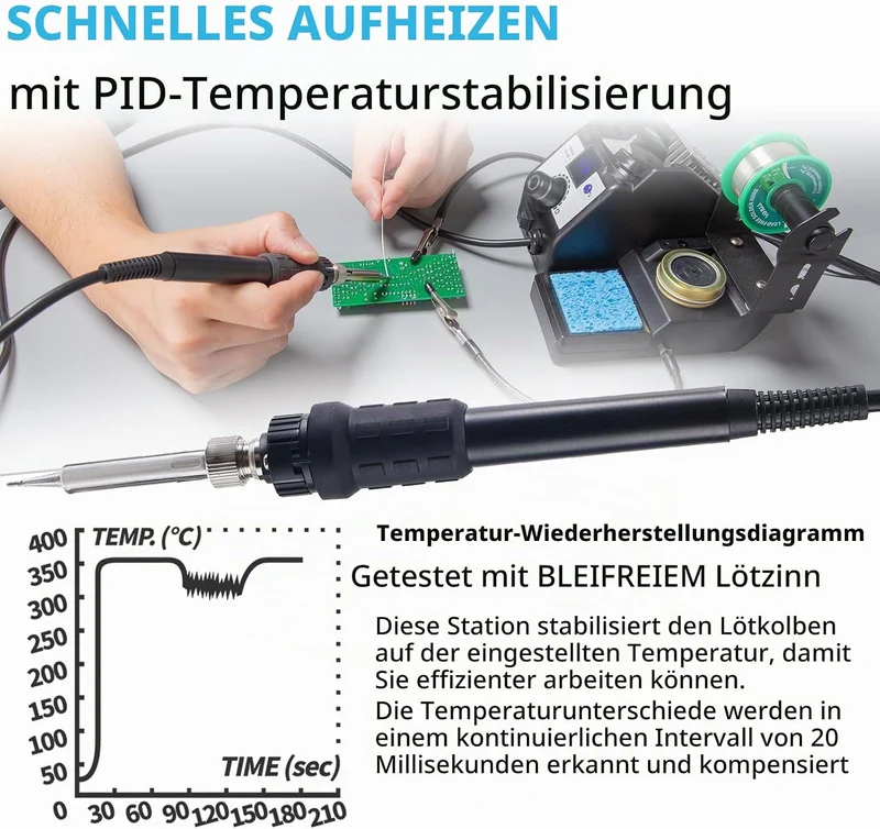 YIHUA 926LED-IV 60W Lötstation 90~480°C lötkolben set mit 2 aufsteckbaren helfenden Händen, Lötdraht