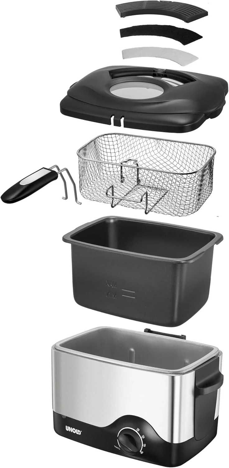 Unold 58615 Fritteuse Kompakt Füllmenge ca. 1,5l für ca. 500g Pommes Frites Cool-Touch- Gehäuse aus