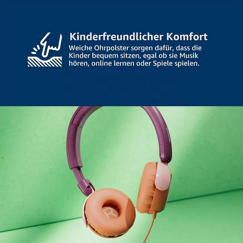 Philips TAK2000MP 2000-Serie mit kabelgebundenem ohraufliegendem Kopfhörer für Kinder, lautstärkenbe