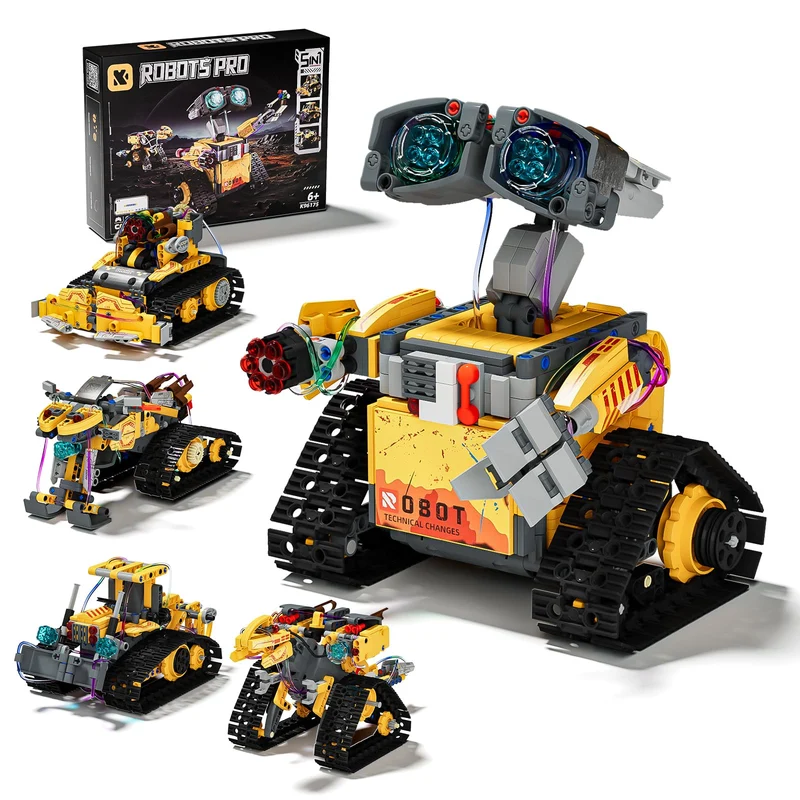 ZWOOS Technik Roboter Kinder Bauspielzeug,5-in 1 Programmierbarer Roboter Bausatz mit App & Fernsteu