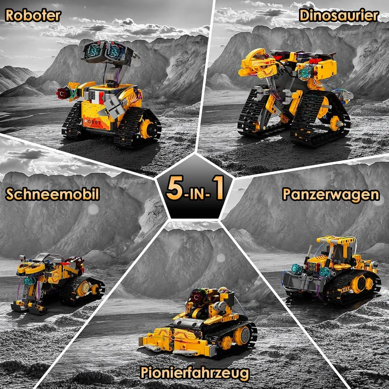ZWOOS Technik Roboter Kinder Bauspielzeug,5-in 1 Programmierbarer Roboter Bausatz mit App & Fernsteu