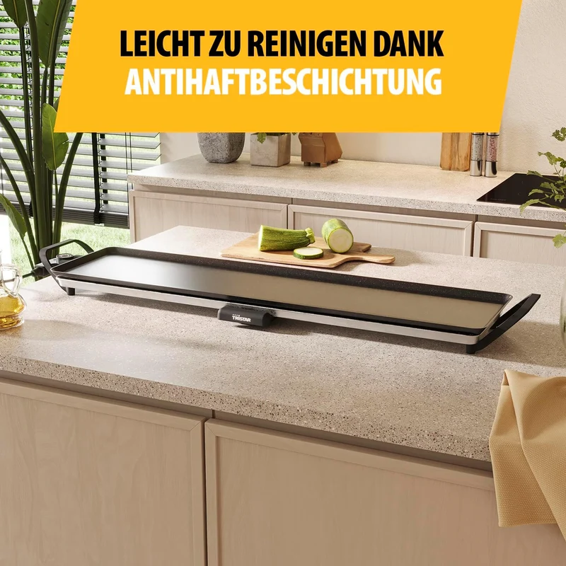 Tristar Tischgrill slim XL - Grosse Backfläche von 90 x 23 cm - Einstellbarer Thermostat - Antihaftb