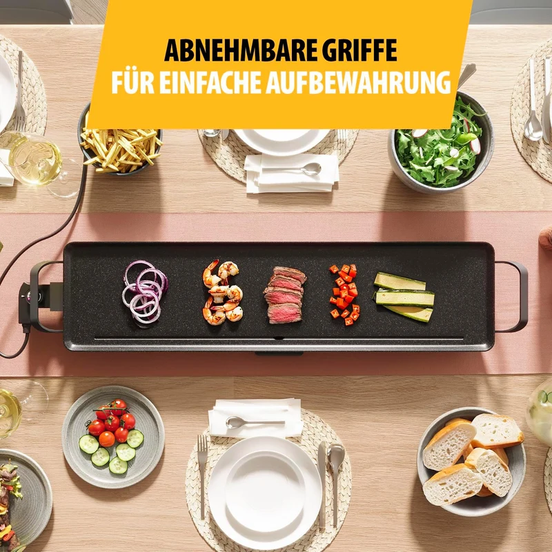 Tristar Tischgrill slim XL - Grosse Backfläche von 90 x 23 cm - Einstellbarer Thermostat - Antihaftb
