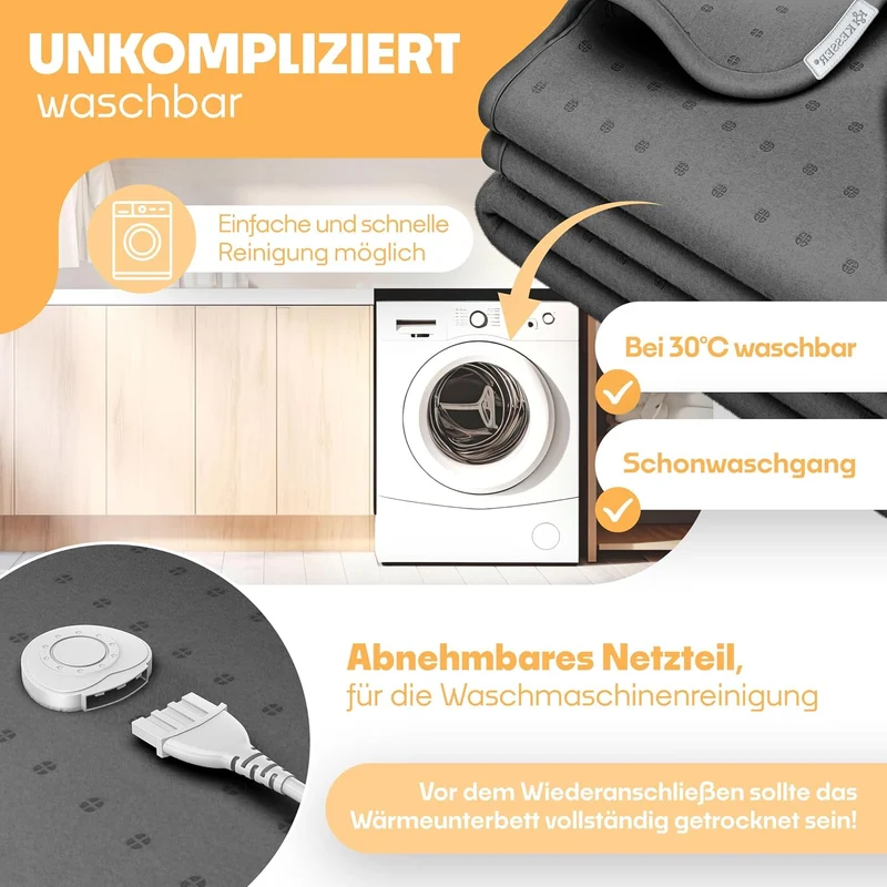 KESSER® Wärmeunterbett 150x80cm mit Abschaltautomatik Fernbedienung | Heizdecke mit 3 Temperaturstuf