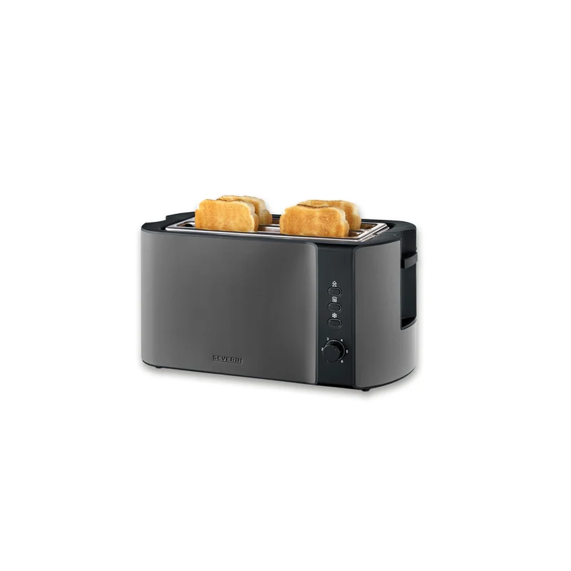 Severin Automatik-Langschlitztoaster, Toaster mit Brötchenaufsatz, hochwertiger Edelstahl Toaster mi
