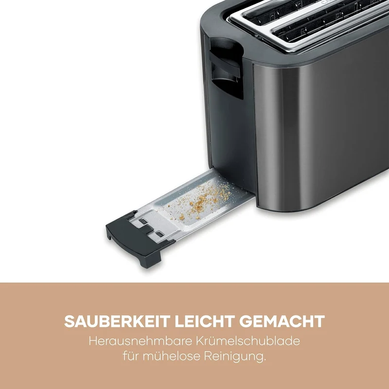 Severin Automatik-Langschlitztoaster, Toaster mit Brötchenaufsatz, hochwertiger Edelstahl Toaster mi