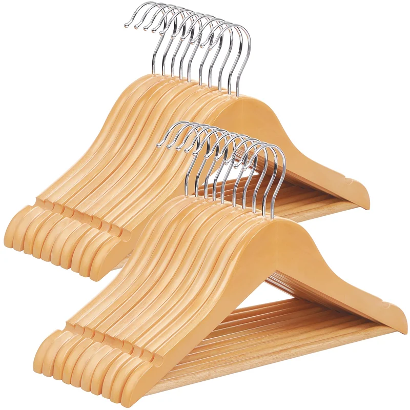 SONGMICS Kinderkleiderbügel, 20er Set Kleiderbügel Kinder, 35 cm Lange Bügel aus Holz, Massivholz, m