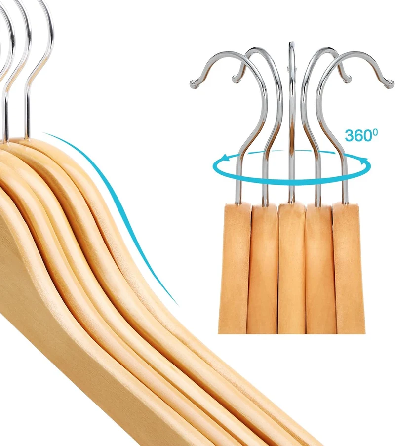 SONGMICS Kinderkleiderbügel, 20er Set Kleiderbügel Kinder, 35 cm Lange Bügel aus Holz, Massivholz, m