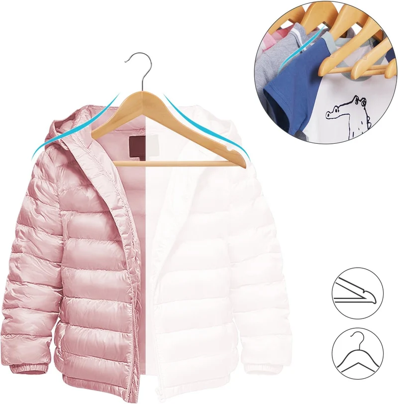SONGMICS Kinderkleiderbügel, 20er Set Kleiderbügel Kinder, 35 cm Lange Bügel aus Holz, Massivholz, m