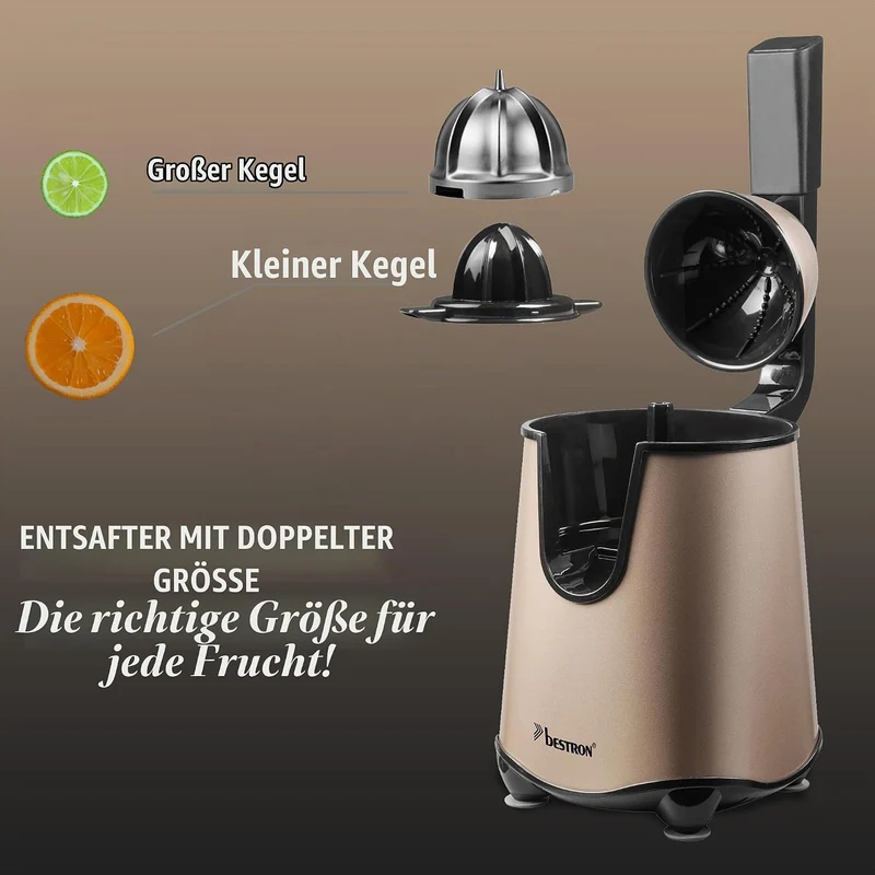 Bestron elektrische Saftpresse, Orangenpresse mit Auslauf-Stopp Funktion & edelstahl Fruchtfleischsi