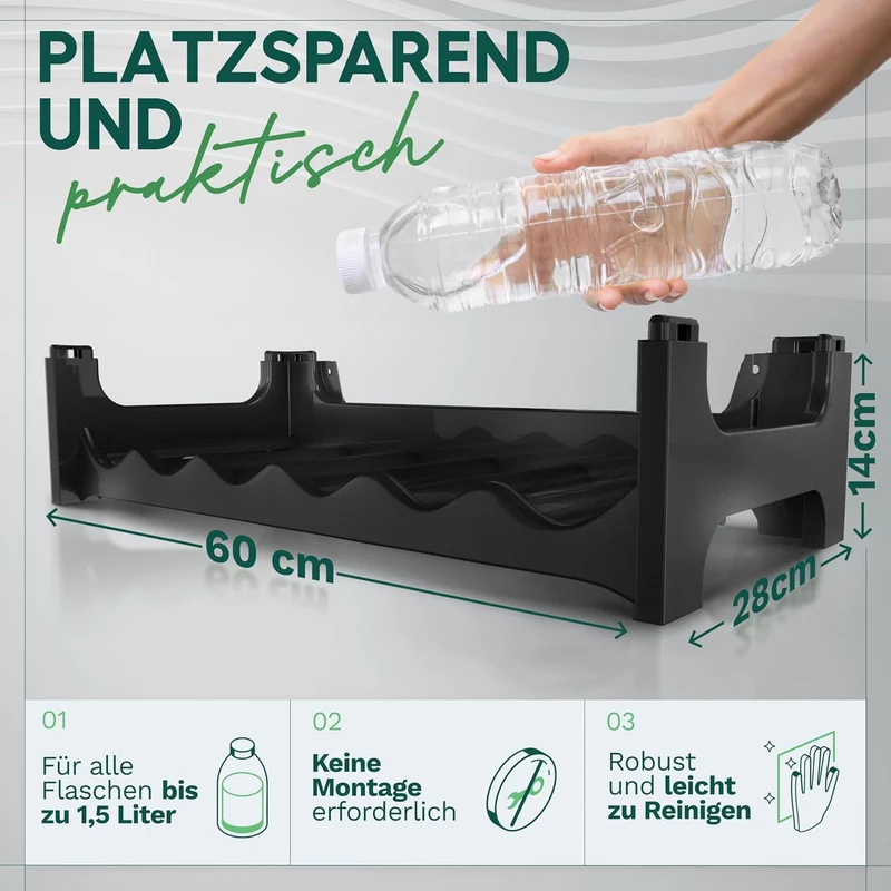 Novaliv Flaschenregal für 24 Flaschen | Weinregal grau | Regal aus stabilem Kunststoff, stapelbar (A