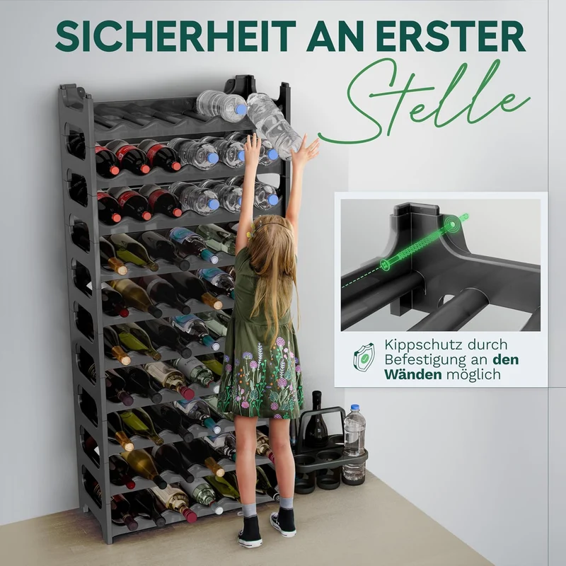 Novaliv Flaschenregal für 24 Flaschen | Weinregal grau | Regal aus stabilem Kunststoff, stapelbar (A