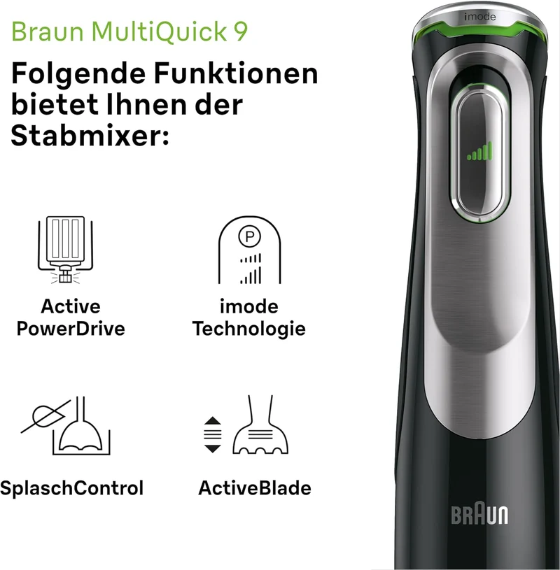 Braun Household MultiQuick 9 MQ 9147 X Stabmixer – Pürierstab mit Active PowerDrive Technologie und