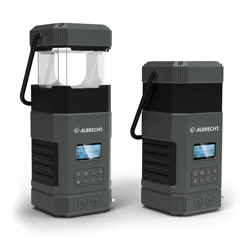 Albrecht DR 114, tragbares DAB+/UKW Outdoor Kurbelradio, 27912, SOS-Notruf, Campinglampe, Taschenlam