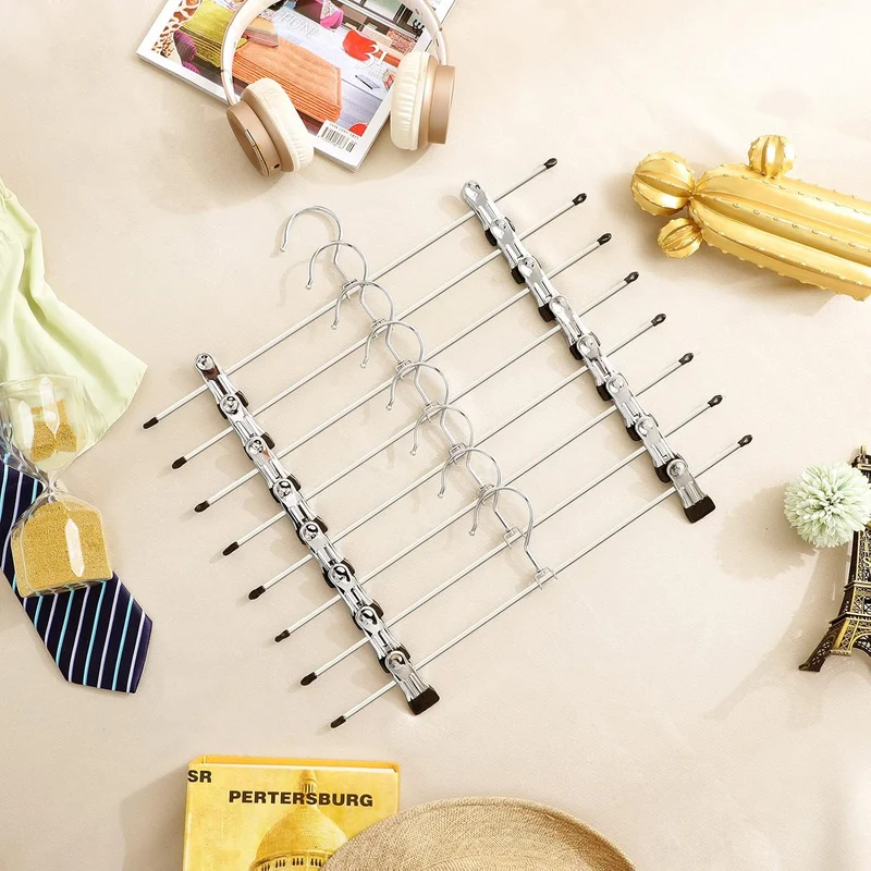 SONGMICS Hosenbügel aus Metall, 20er Set, Kleiderbügel mit Klammern, 40 cm lang, rutschfest, für Hos