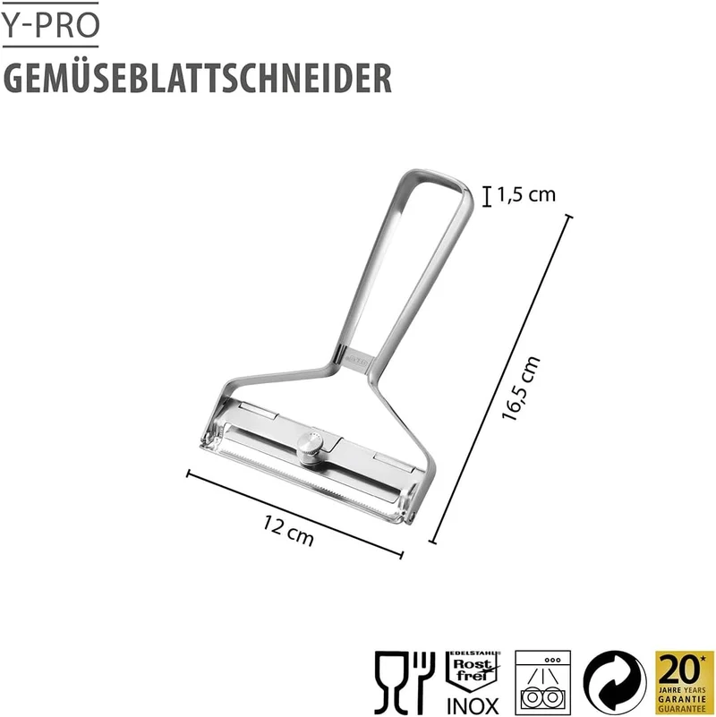 GEFU Gemüseblattschneider Y-PRO – 0–4 mm, gezahnte Edelstahlklinge, Y-Form, Gemüseschneider mit Abst