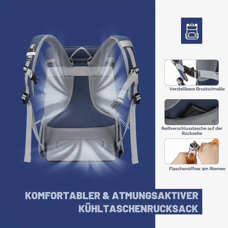 Maelstrom Kühlrucksack 35/50 Dosen, Isolierter Cooler Rucksack Auslaufsicher, Grosse Kühltasche Ruck