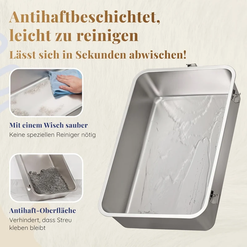 Katzenklo Edelstahl XXL – Leicht zu Reinigen, Geruchsresistent – Katzentoilette Edelstahl mit hohem