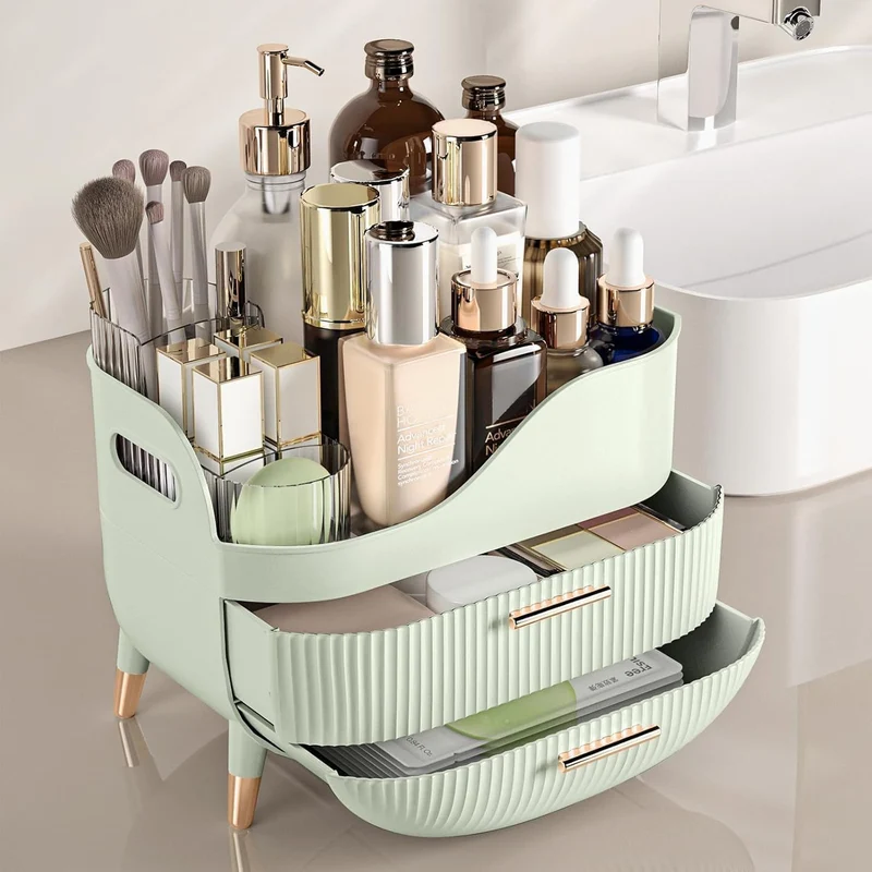 Makeup-Organizer mit Schubladen, Grosse Kosmetik-Aufbewahrung für Schminktisch, Kosmetik-Vitrine mit