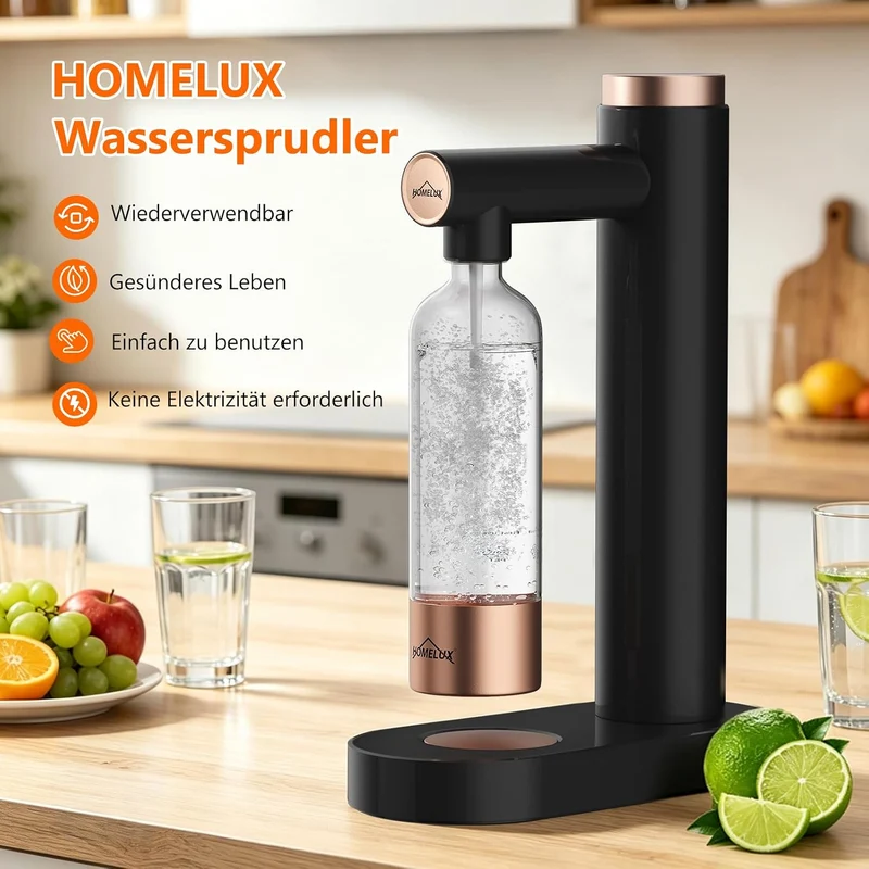 HOMELUX Wassersprudler, Sprudelwasser Maschine Mit 1L PET-Flaschen Bpa-Frei, Soda Maker, Wasser Spru