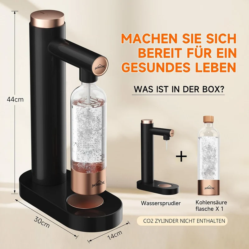 HOMELUX Wassersprudler, Sprudelwasser Maschine Mit 1L PET-Flaschen Bpa-Frei, Soda Maker, Wasser Spru