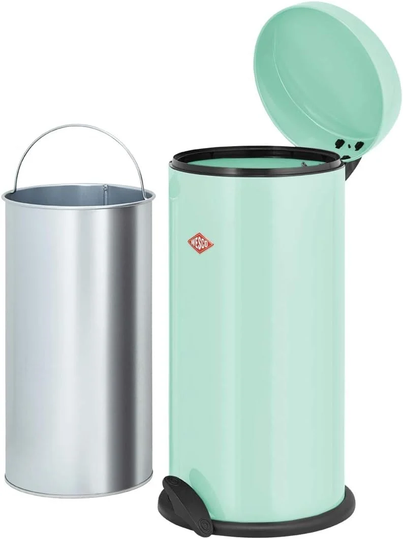 WESCO klassischer Tretabfallsammler CAPBOY MAXI in der Farbe sand matt, pulverbeschichtetes Stahlble