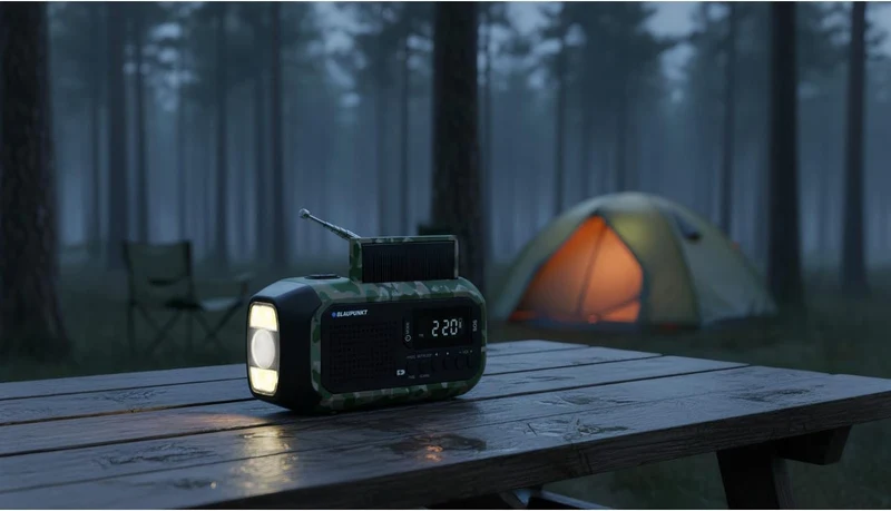 Blaupunkt ER20GC Notradio Solar AM FM Generator Handgenerator USB C Powerbank Taschenlampe LED Lesel